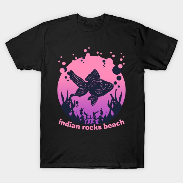 Indian Rock Beach Sunshine in a Beach with a Pink and Purple Underwater Fish Island and River T-shirt T-Shirt by AbsurdStore